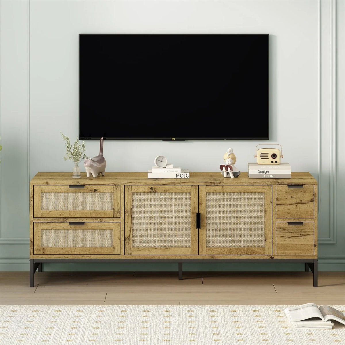 Rattan TV Stand up to 65" Brown I781