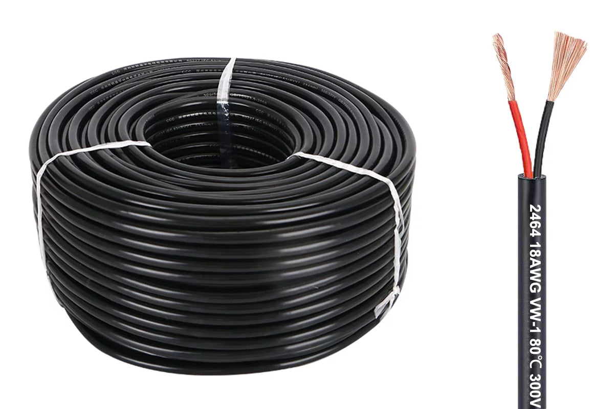 180 Feet 18 AWG 2 Conductor Copper Stranded PVC Waterproof Insulated Cable G3886