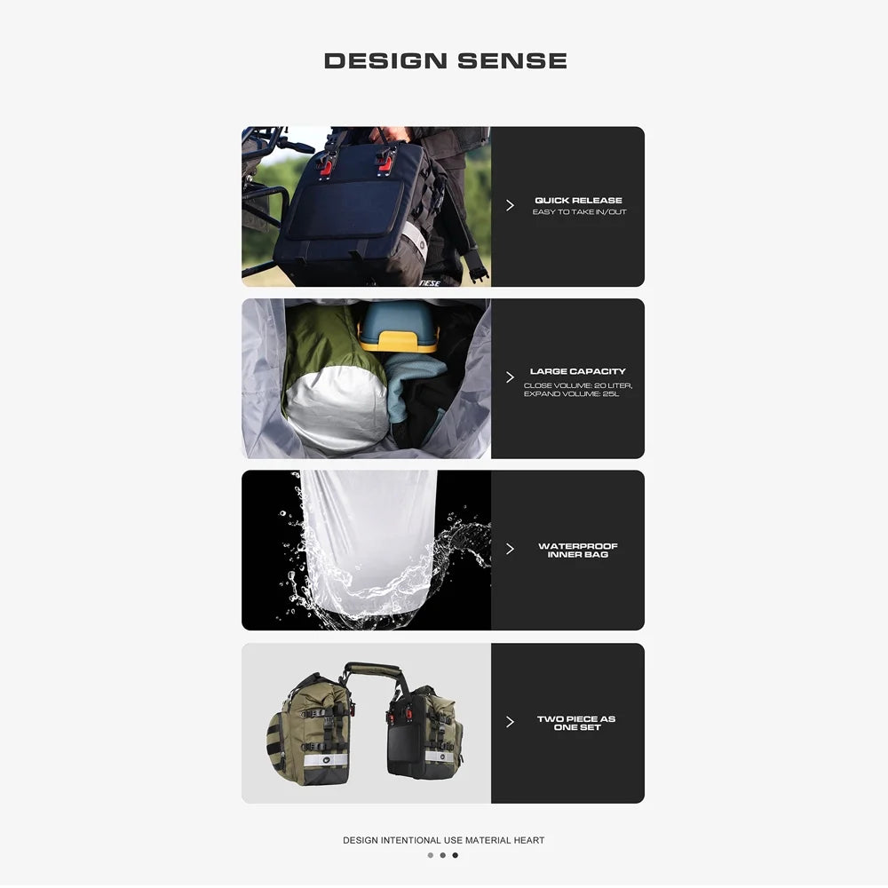 20L Polyester Motorcycle Side Saddle Bag with Removable Waterproof Inner Bag N218571