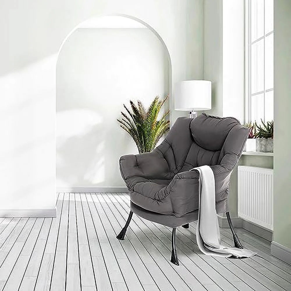 Gray Fabric High Back Lounge Chair with Armrests and Side Pocket S414