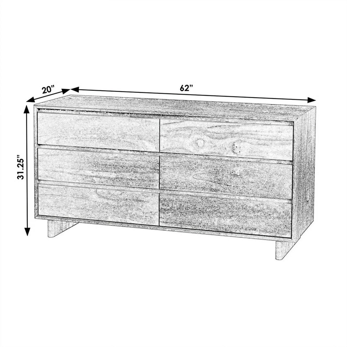 Brown 6 Drawer Wood Dresser U267745