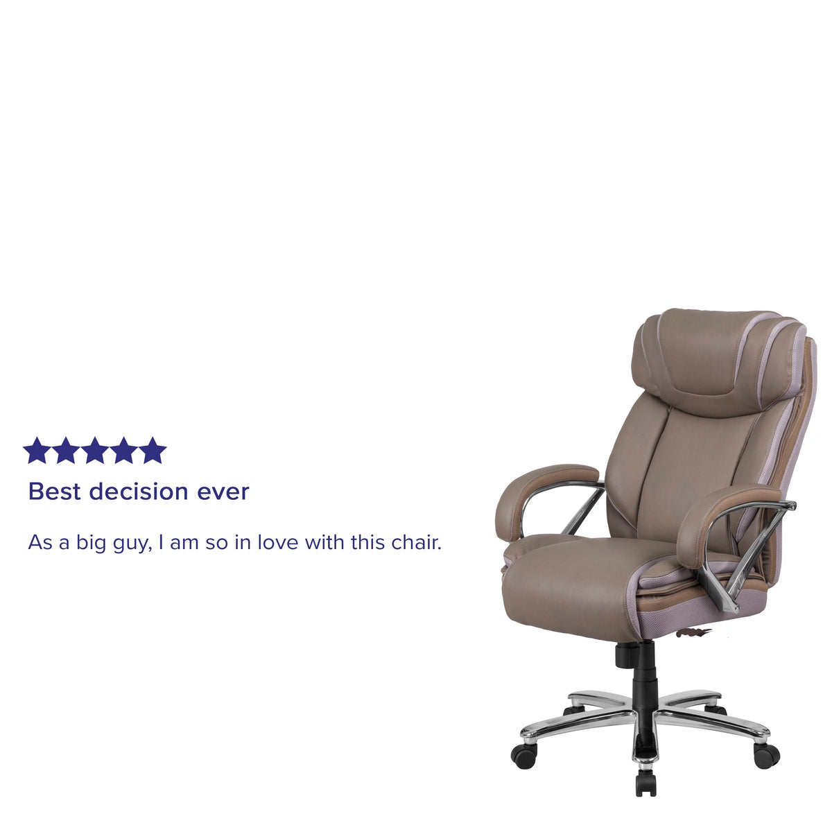 Taupe Ergonomic Office Chair with Extra Wide Seat O89097