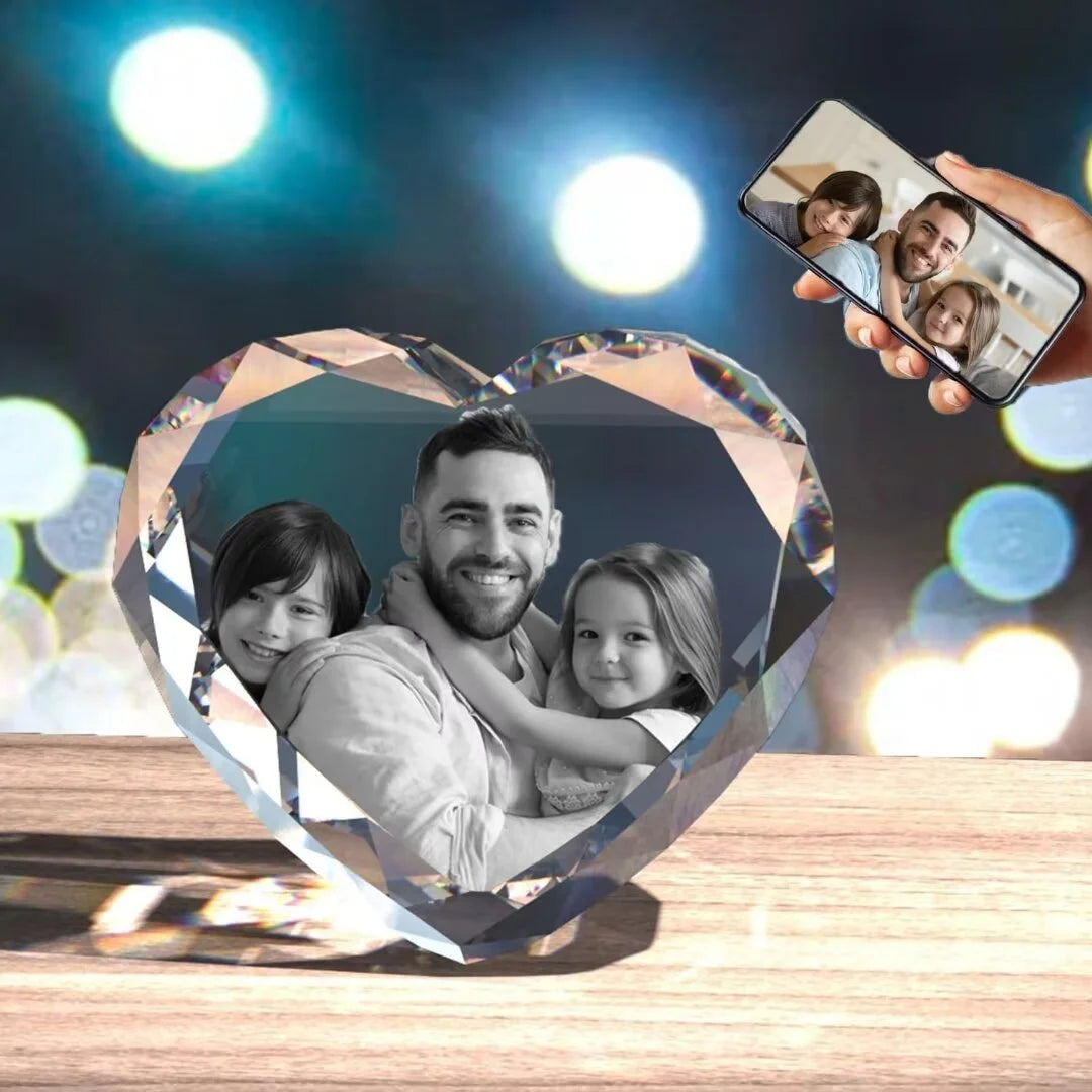 Heart Shape 3D Crystal Photo Glass Engraved Customized Gift T731