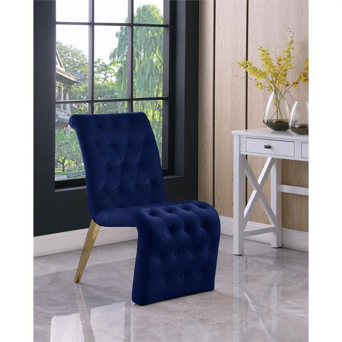18" Contemporary Velvet Dining Chair Set of 2 U14055