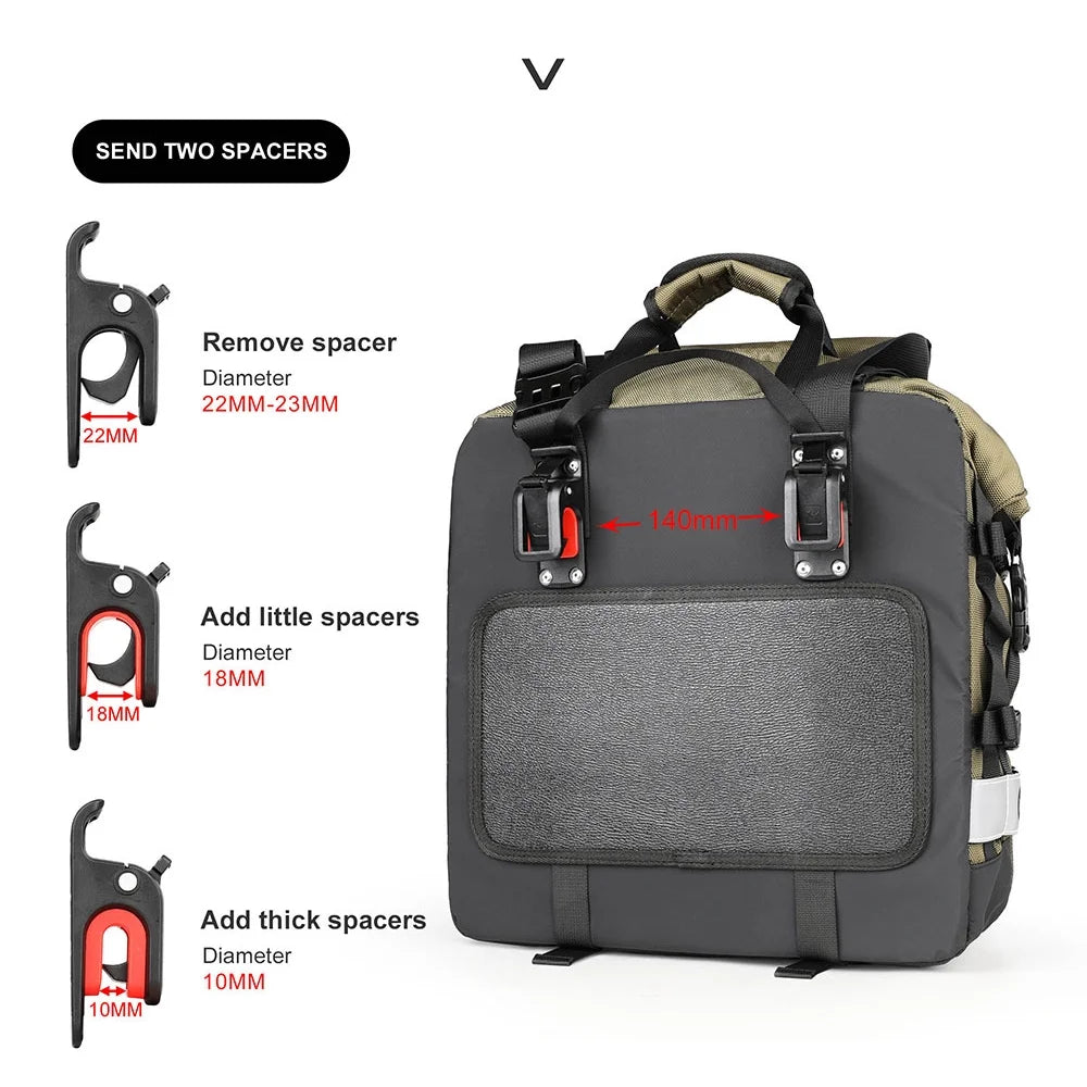 20L Polyester Motorcycle Side Saddle Bag with Removable Waterproof Inner Bag N218571