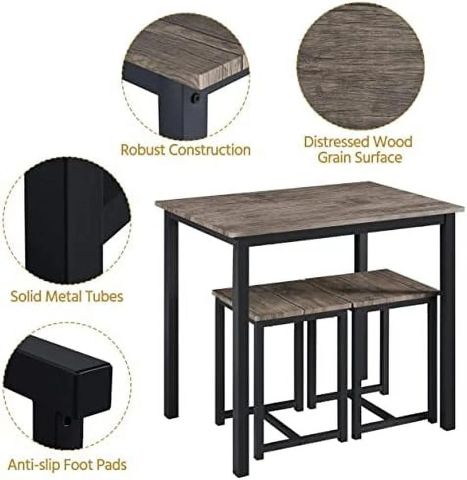 Industrial Dining Table Set with 2 Stools G135443