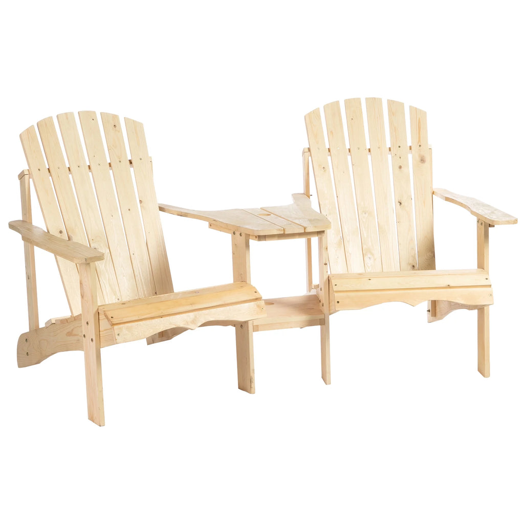 Wood Adirondack Bench with Center Table E75964