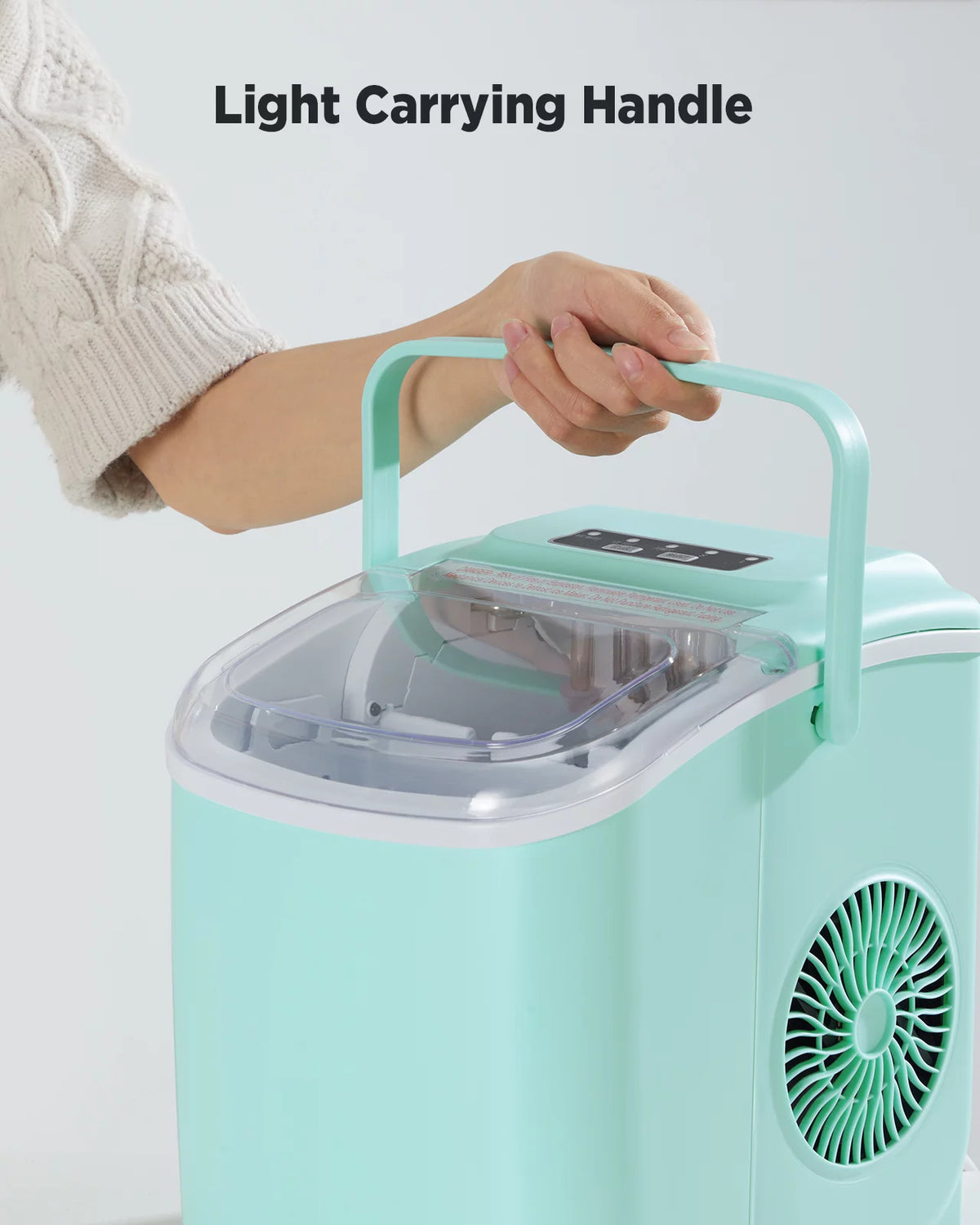 Countertop Ice Maker with Handle, 9 Cubes/6 Mins, 26lbs/24Hrs, Self-Cleaning, Ice Scoop and Basket, 2 Sizes of Bullet Ice, Green H325055