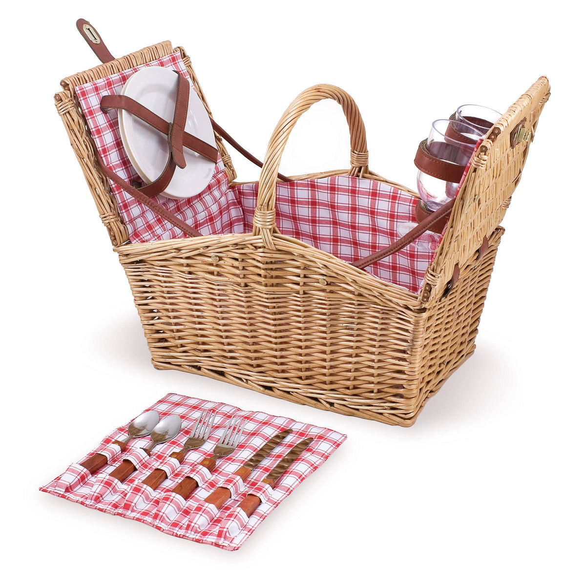 Red/White Plaid Willow Basket U4173