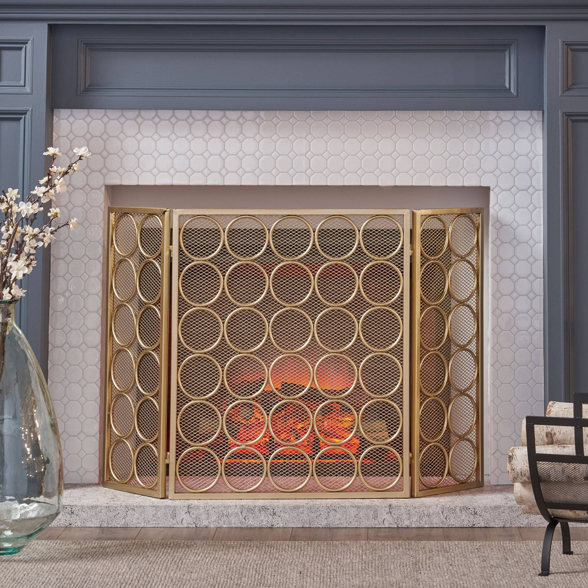 Three Panel Iron Firescreen K55598