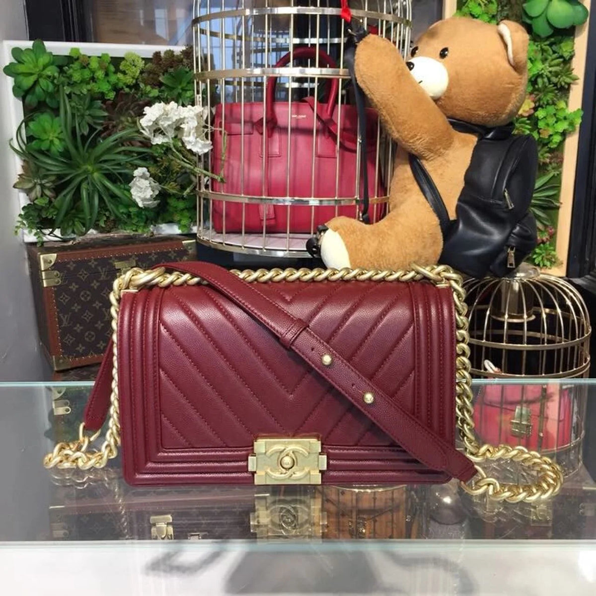 Burgundy Shoulder and Crossbody Bag W357121