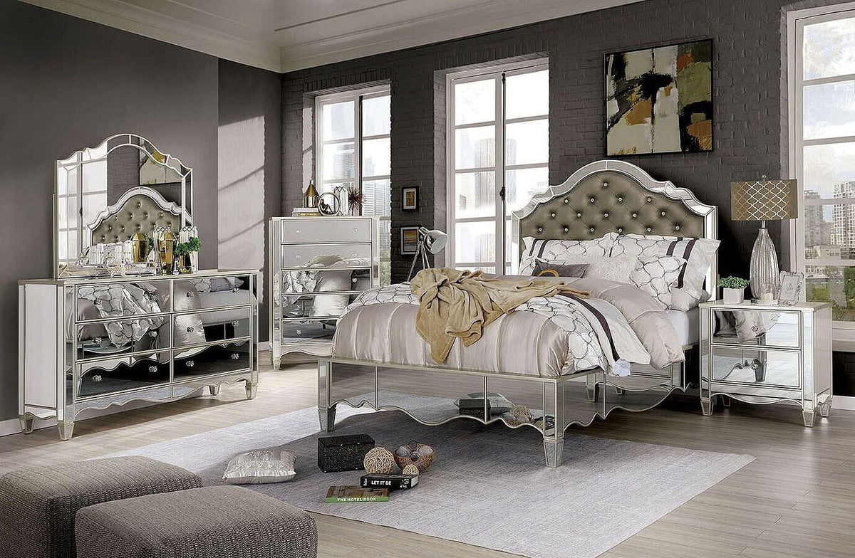 Cal King Size 4pc Bedroom Set Dresser Mirror Nightstand Bedframe G306145
