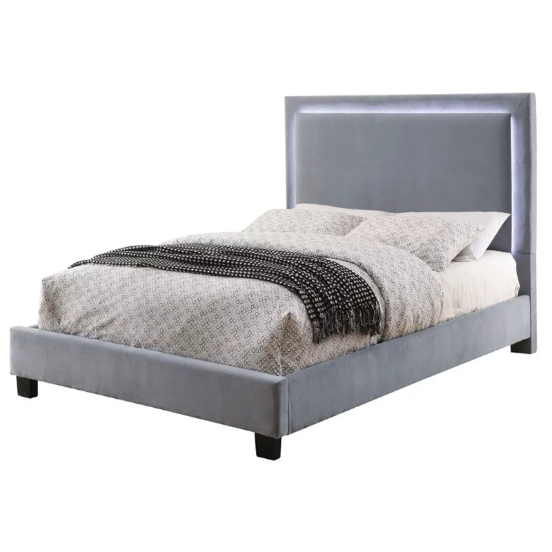 Queen Platform LED Bed in Gray Q3689