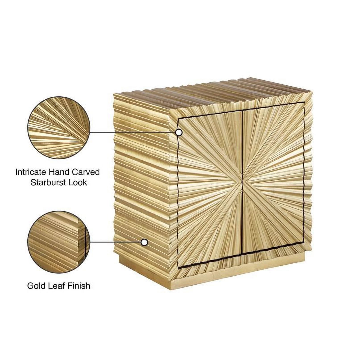 Contemporary Wood Side Table in Gold Leaf Finish O60178