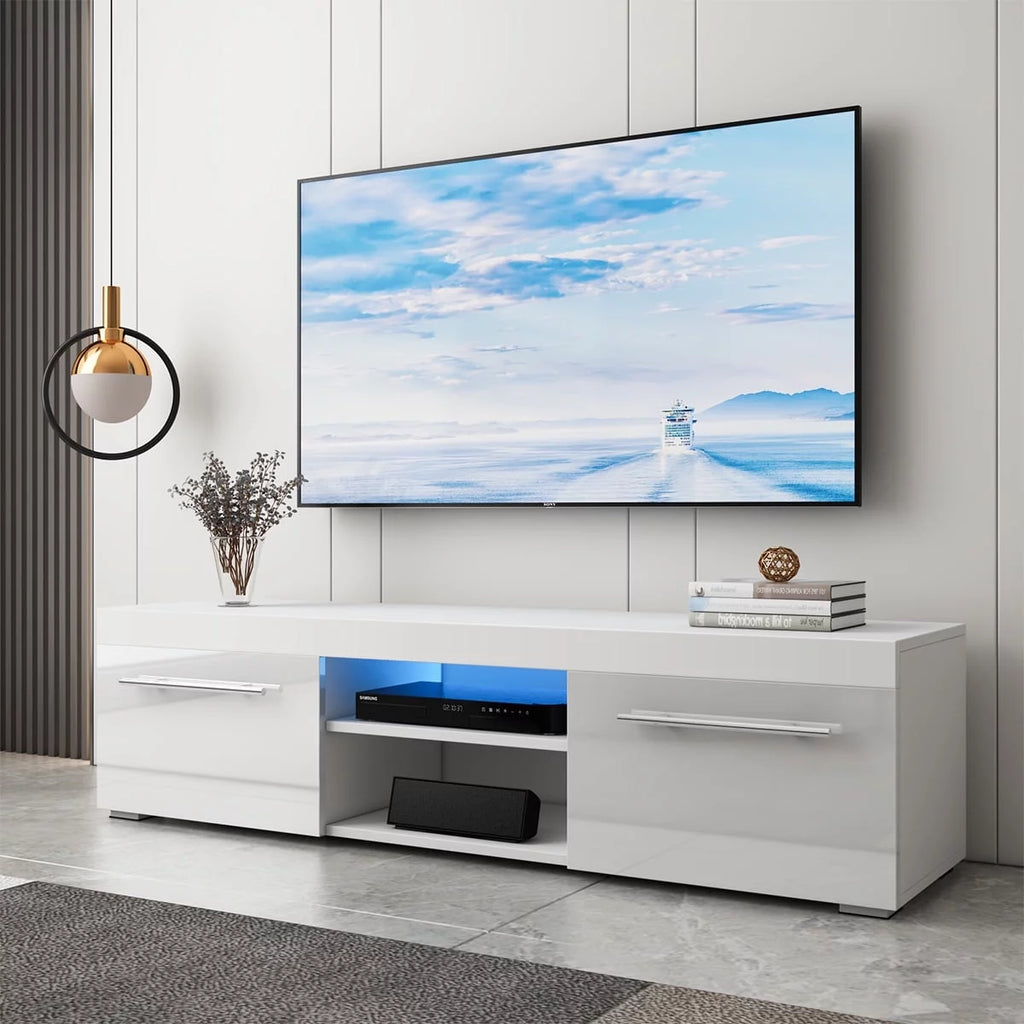 White High Gloss TV Stand with LED Lights I925