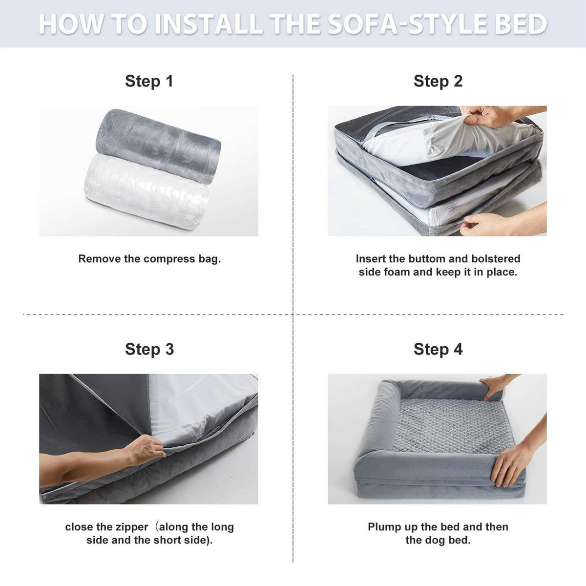 Orthopedic Sofa Dog Bed with Removable Waterproof Cover S7293