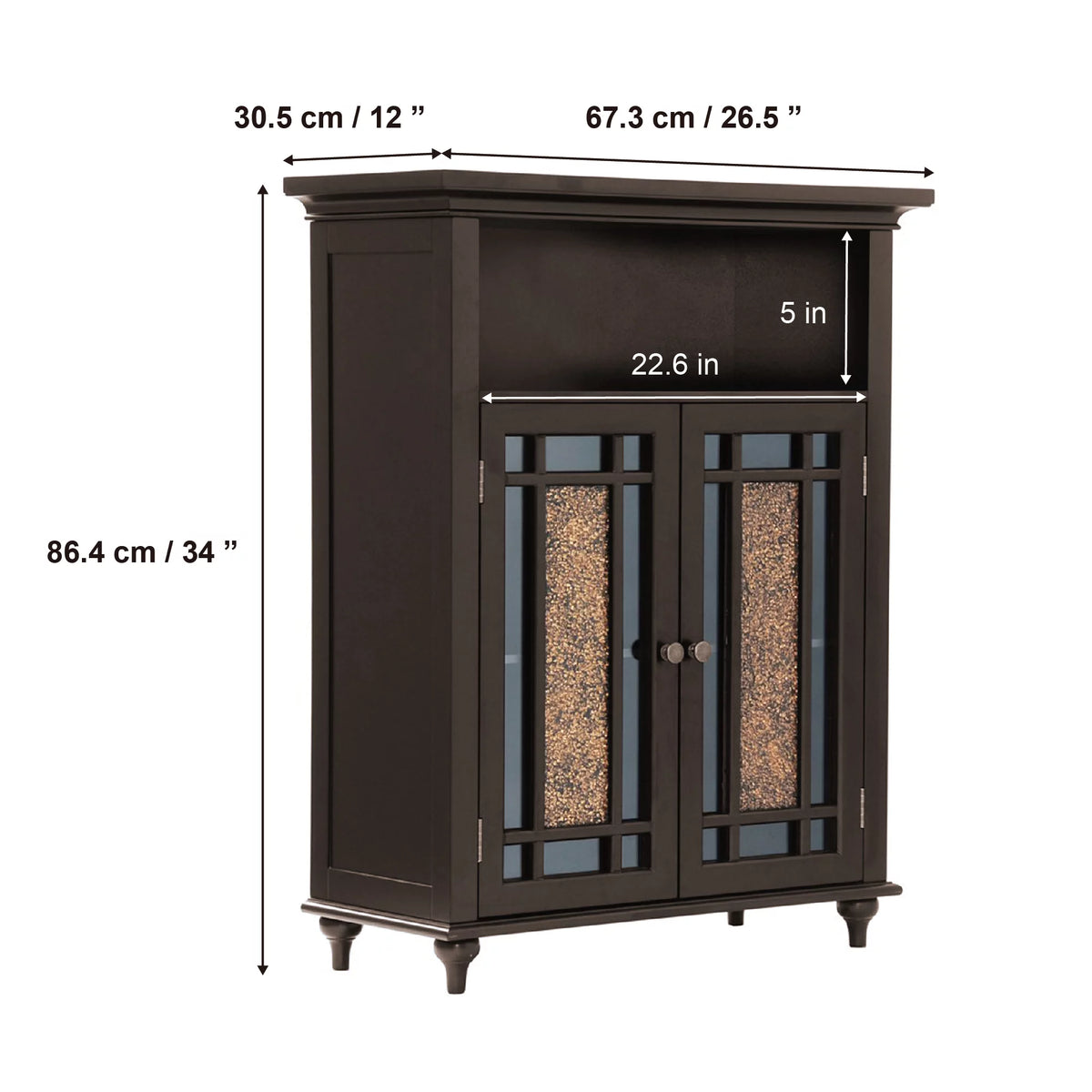 Wooden Bathroom Floor Cabinet with Glass Doors T8320