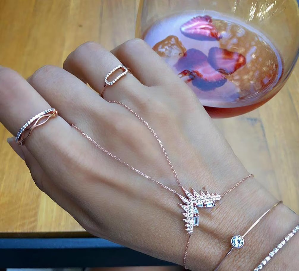 925 Sterling Silver Clear Zircon Hand Chain W524