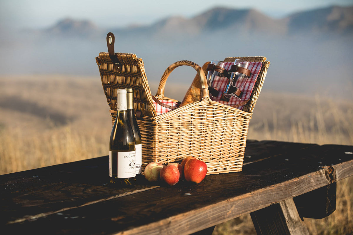Red/White Plaid Willow Basket U4173
