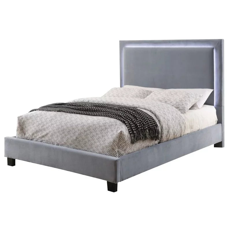 Queen Platform LED Bed in Gray Q3689
