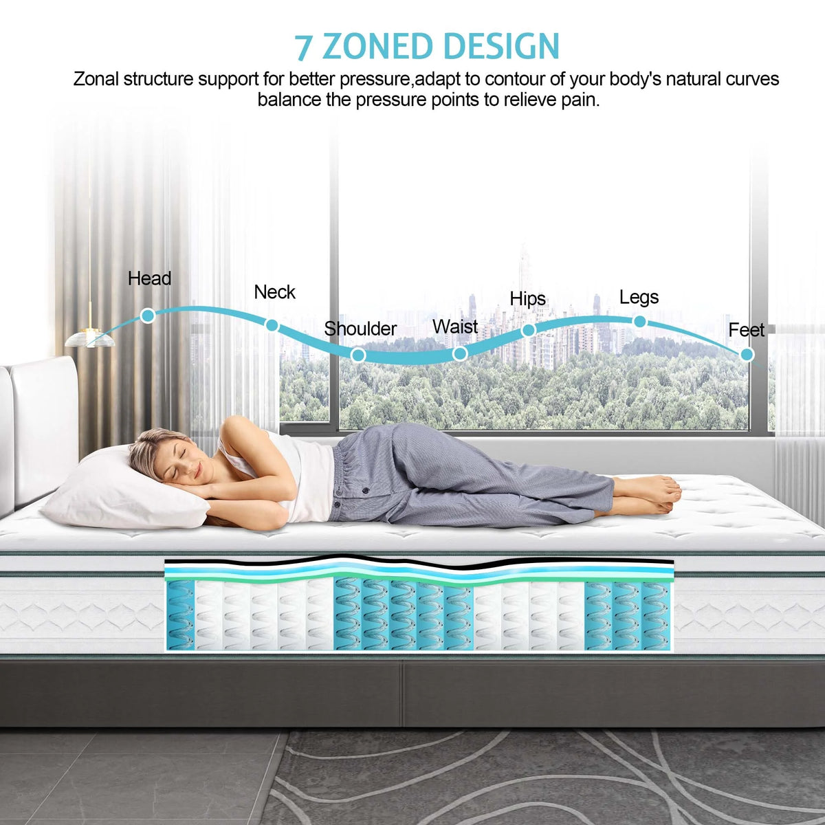 Queen 12 inch Cooling-Gel Memory Foam Innerspring Mattress U7974