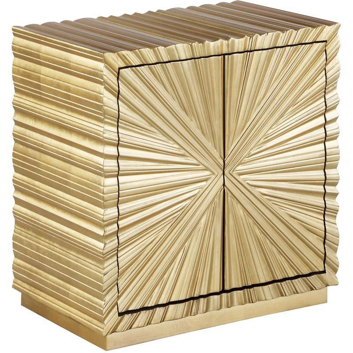 Contemporary Wood Side Table in Gold Leaf Finish O60178