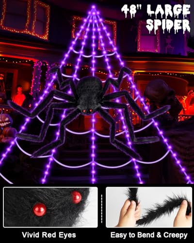 Giant Spider Halloween Projector with Spider Webs Lights Set B7112