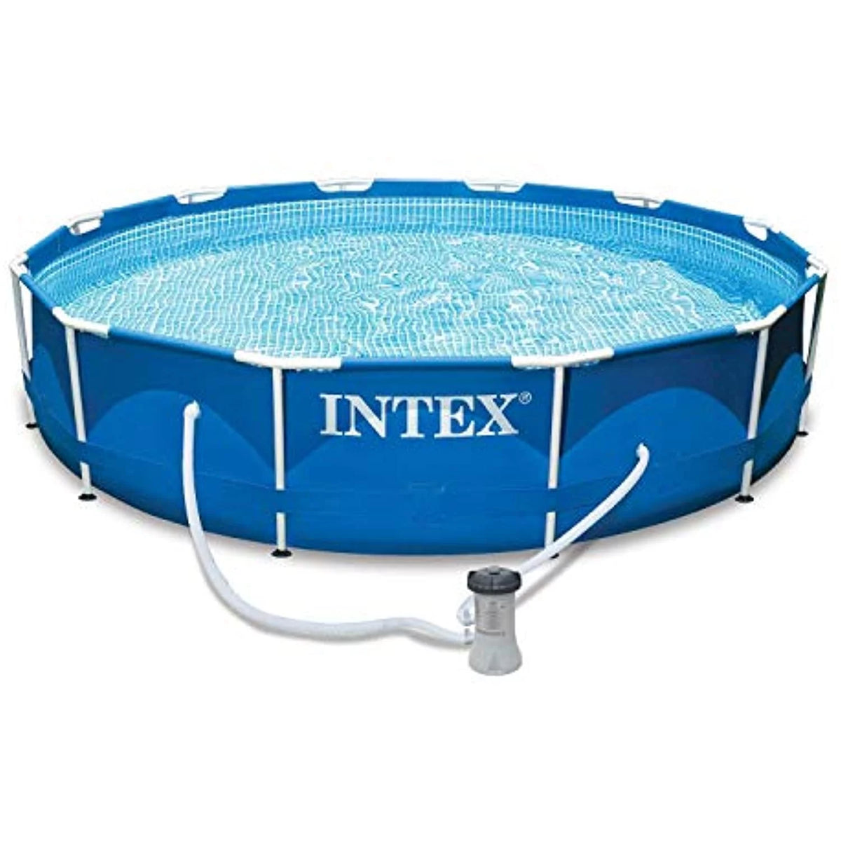 12 Ft x 30 Inches Metal Frame Above Ground Swimming Pool with Filter & Cover R7346
