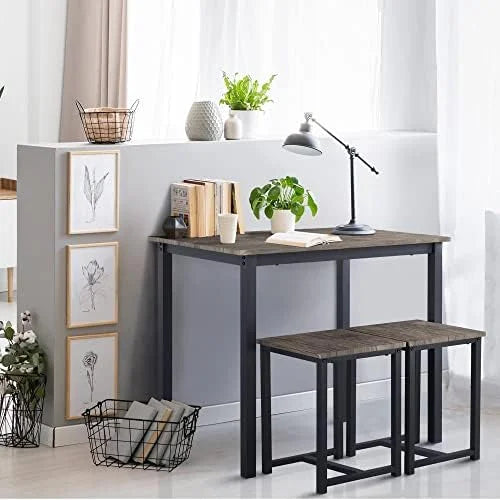 Industrial Dining Table Set with 2 Stools G135443