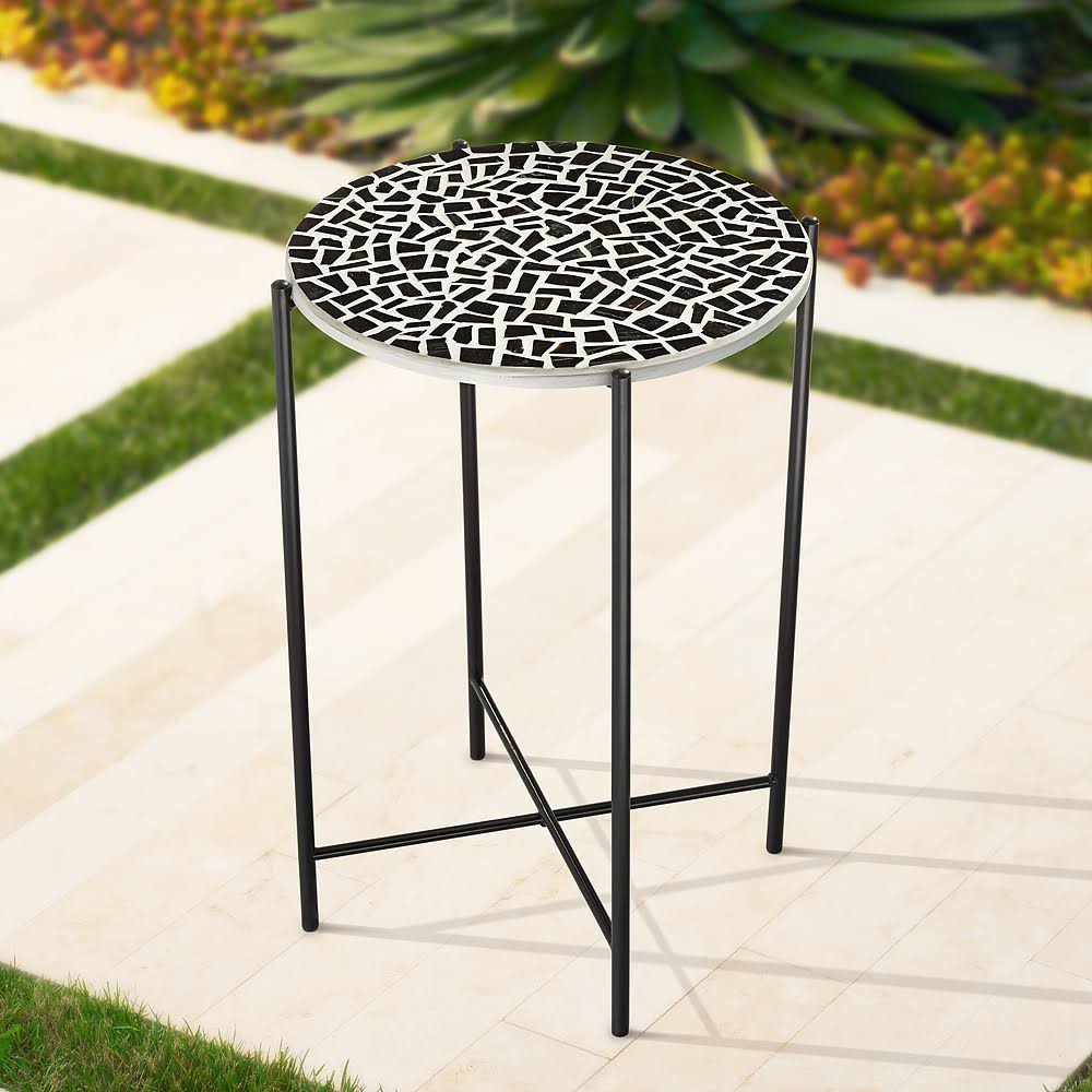 Mosaic Tile Top Round Side Table E951