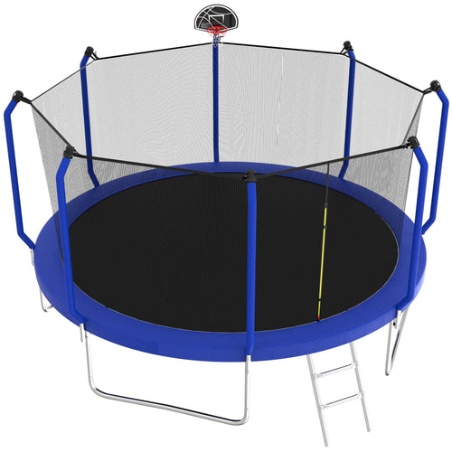 14FT Trampoline with Enclosure, Ladder, Basketball Hoop, Ball F838805