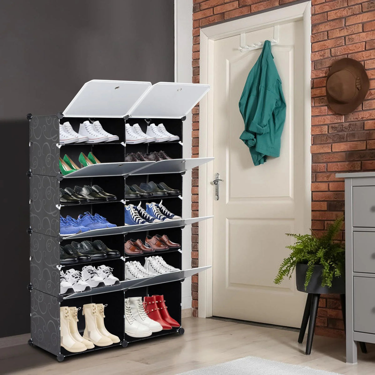 Portable Modular Shoe Storage Cabinet Black C87367