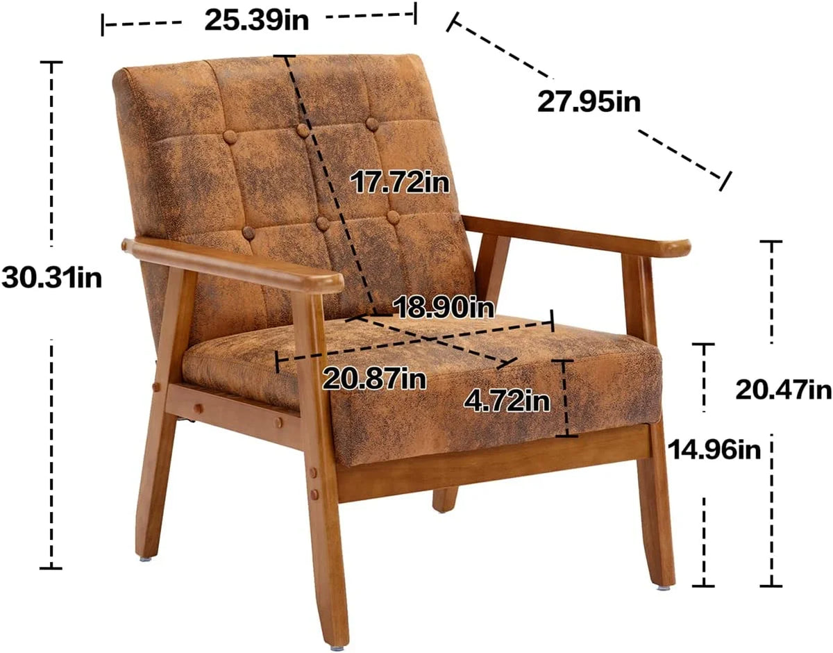 Mid Century Modern Accent Chair Set of 2 with Side Table G7394