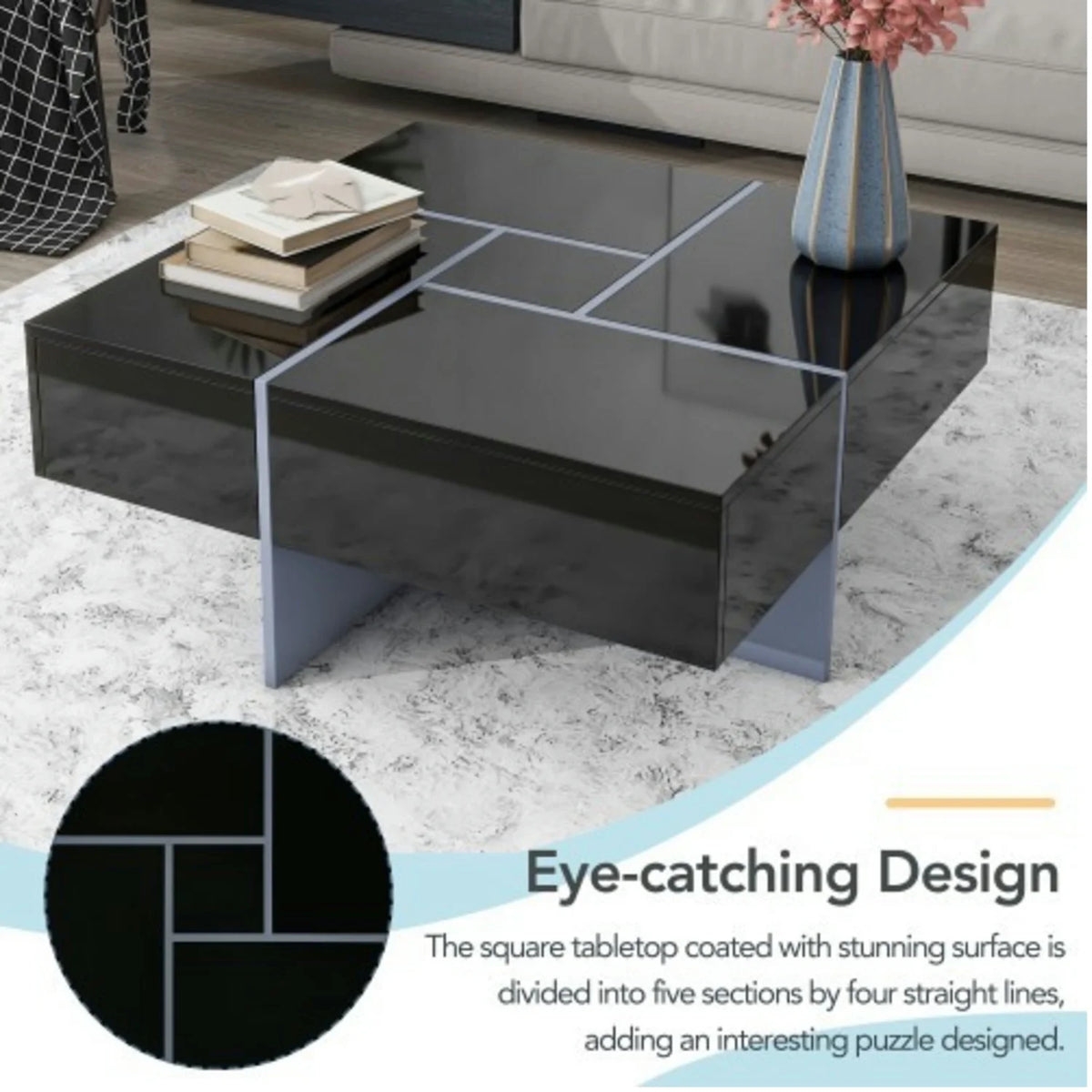 Coffee Table with 4 Hidden Storage Compartments Q68447