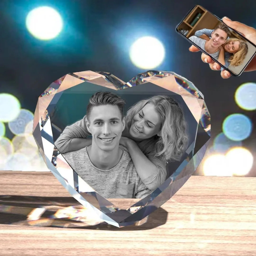 Heart Shape 3D Crystal Photo Glass Engraved Customized Gift T731