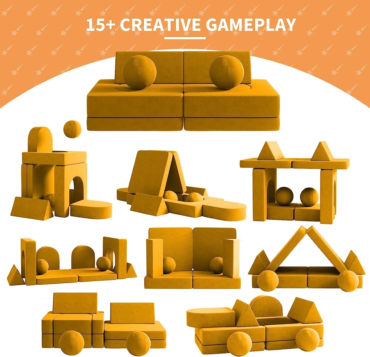 10Pcs Yellow Kids Sofa S7590