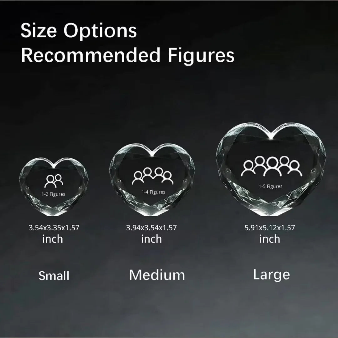 Heart Shape 3D Crystal Photo Glass Engraved Customized Gift T731