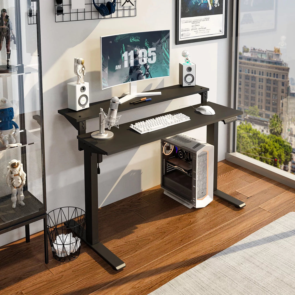 48"x24" Black 2-Tier Height Adjustable Standing Desk I935165