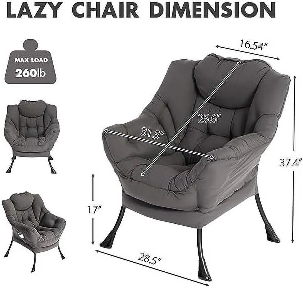 Gray Fabric High Back Lounge Chair with Armrests and Side Pocket S414