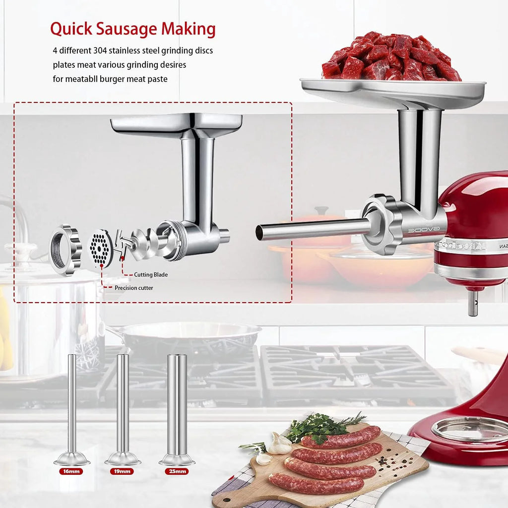 Meat Grinder Attachment for Stand Mixer, 3 Sausage Stuffer A5505