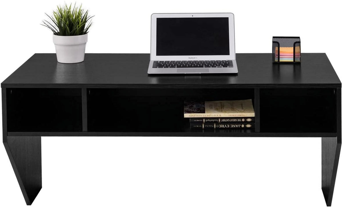 Wall Mounted Floating Computer Desk with Shelves Black Y20301