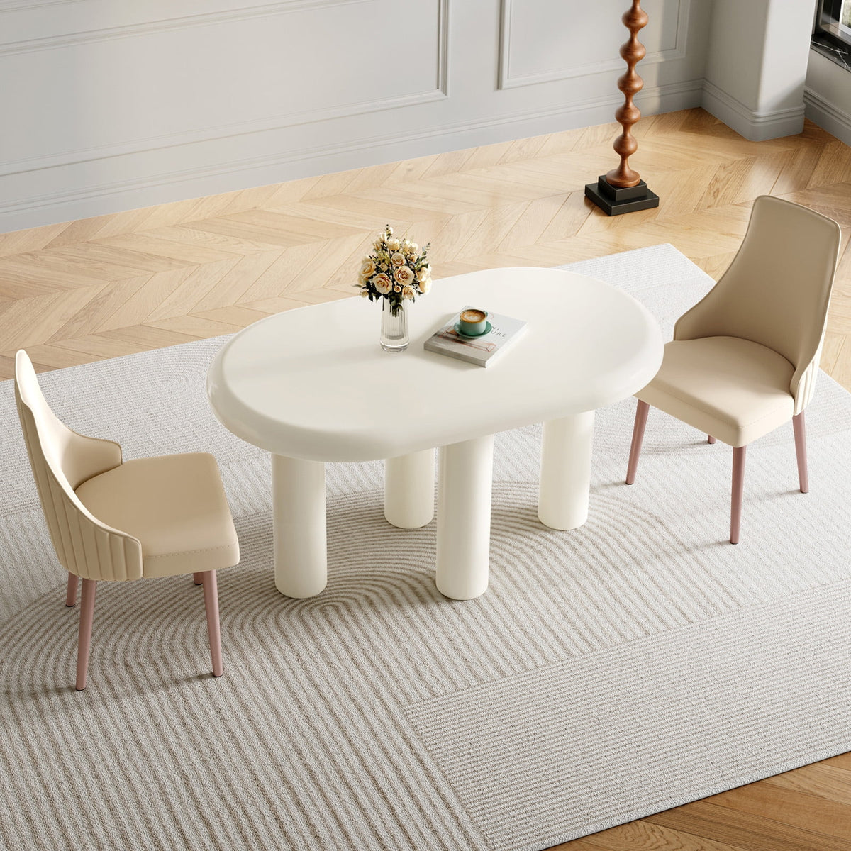 Cream White 55.1 inch Dining Table W55013