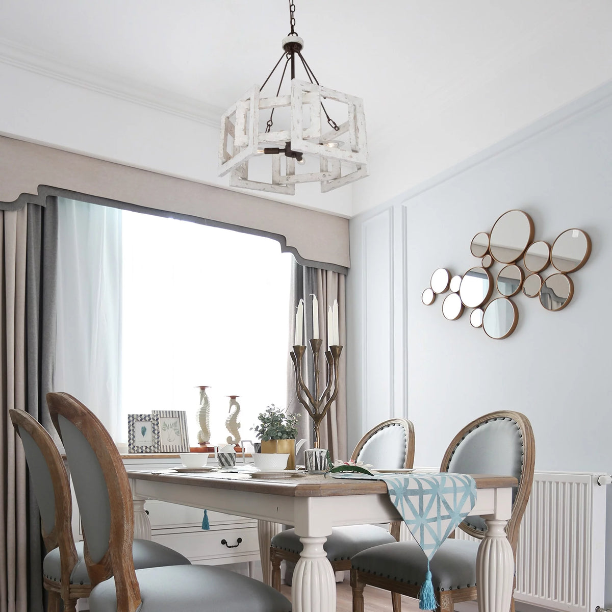 4-light Drum Wood Chandelier R3801