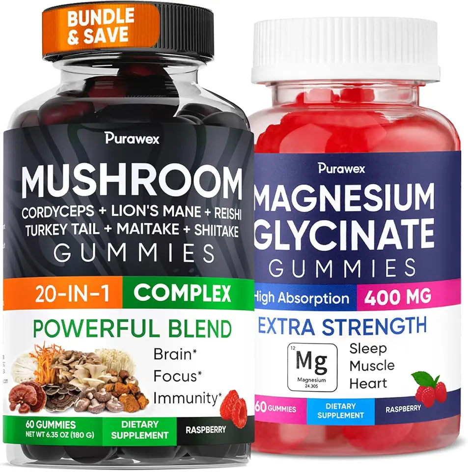 Vegan Raspberry Magnesium Glycinate & Mushroom Gummies H5834