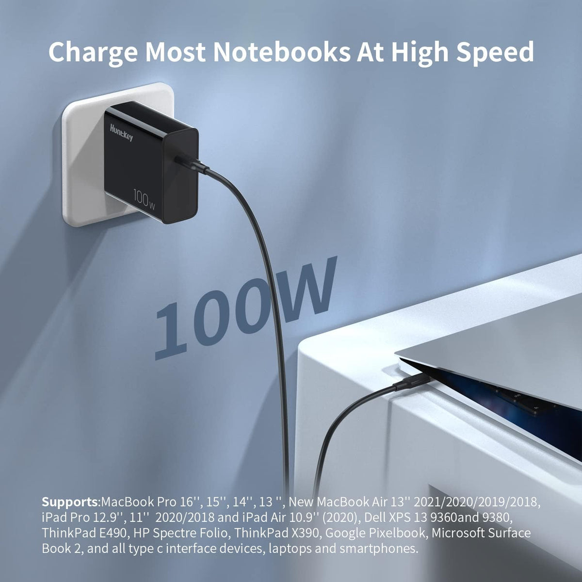 100W USB C GaN Charger with 6.6ft USB C Cable A61122
