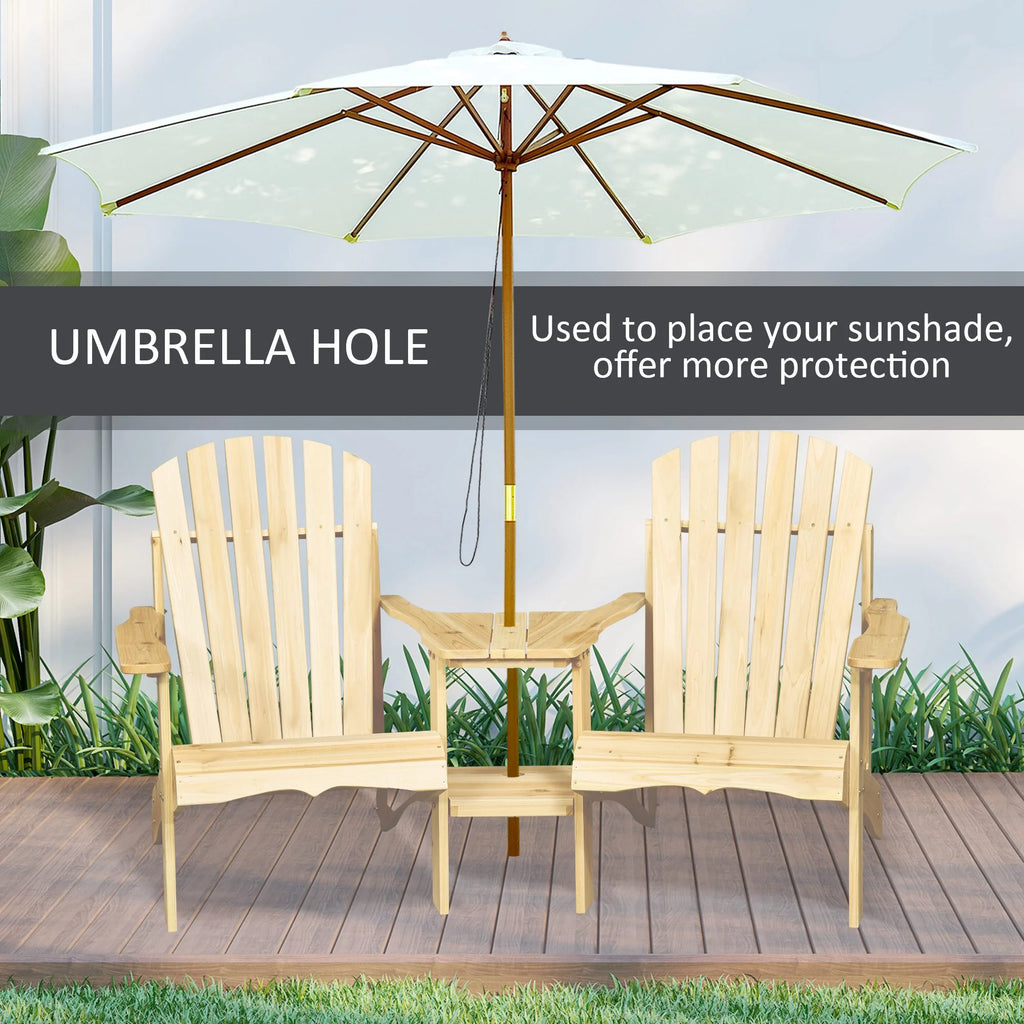 Wood Adirondack Bench with Center Table E75964